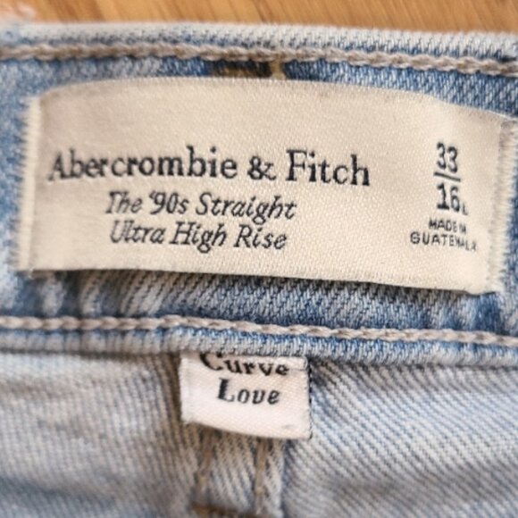 ABERCROMBIE FITCH CROSS-FRONT '90s STRAIGHT ULTRA HIGH RISE JEAN CURVE LOVE 16L - Picture 6 of 6